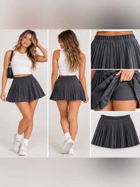 No Boundaries Gray Pleated Mini Skirt Womens S 4-6 Y2K Preppy Dark Academia NWT