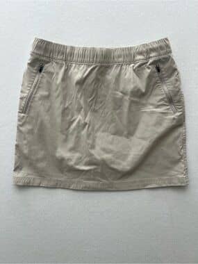 Eddie Bauer Skort Womens 14 Beige Hiking Golf Travel Athletic Zip Pockets