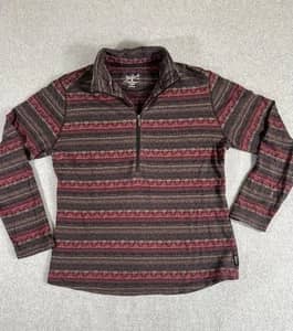 Woolrich Womens Medium 1/4 Zip Pullover Southwest Tribal Print Cotton Top