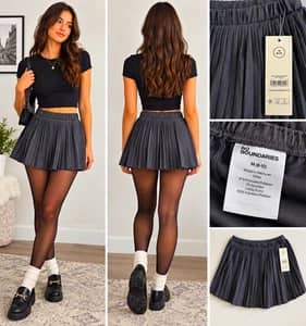 No Boundaries Pleated Mini Skirt Womens M Gray Y2K Dark Academia Preppy NWT