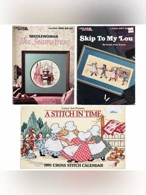 Vintage Cross Stitch Pattern Lot 3 Leisure Arts Paula Vaughan Country Calendar