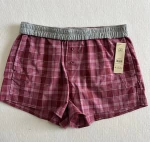 No Boundaries Girls Plaid Boxer Shorts Pink/Gray Elastic Waist Size M (8-10)