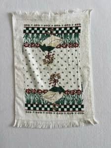 Vintage Franco Geese Hand Towel Green Gingham Cottagecore Farmhouse Fringe