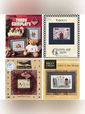 Cross Stitch Pattern Lot Americana Country Sampler Bent Creek Birds of Feather
