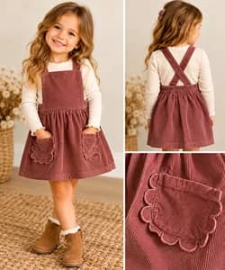 Carters Toddler Girls 4T Mauve Corduroy Pinafore Jumper Dress Cottagecore
