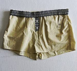 No Boundaries XXL 20 Yellow Navy Pinstripe Boxer Shorts Cotton Y2K Lounge NWT
